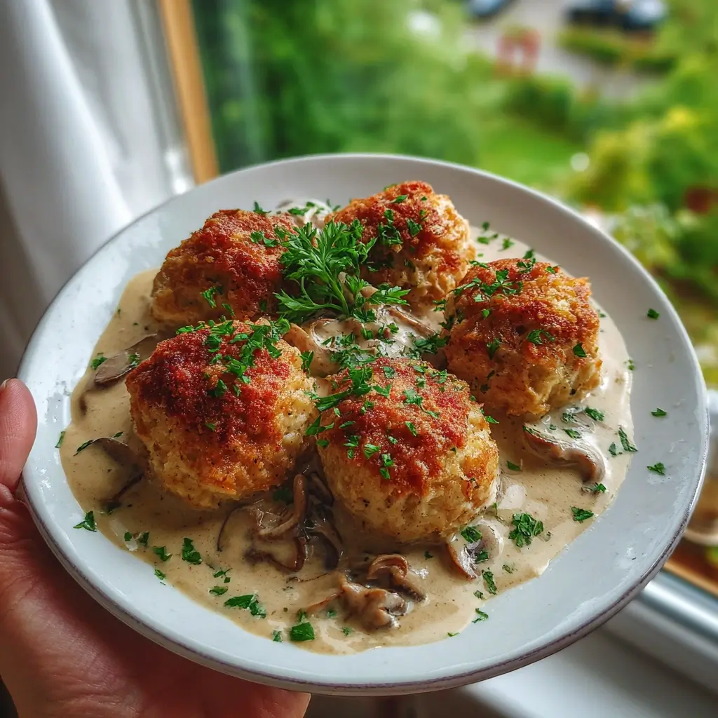 rezepte mit semmelknödel mit pilzsoße serviert