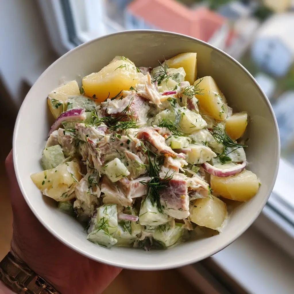 rezept matjessalat elegant angerichtet mit Dill und Apfel